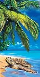 Relaxing Giant Sea Turtle Terry Velour Beach/Bath Towel