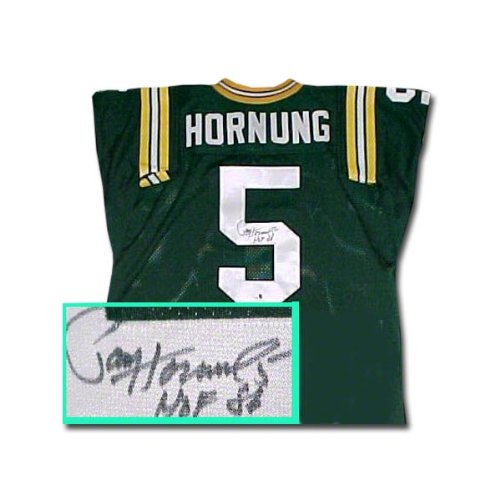 Paul Hornung Green Bay Packers Autographed Throwback Green Jersey with HOF 86 Inscription