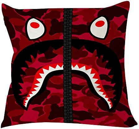 Bape Shark Red Army Pattern Pillow Cas (20x20 two side)