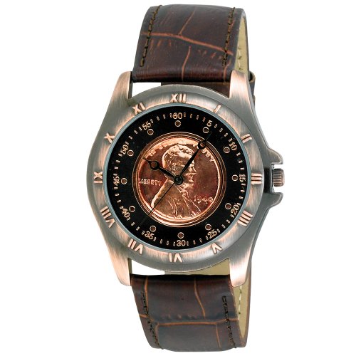 August Steiner Mens CN001C-AS Round Wheat Penny Antique Copper Collectors Coin Watch