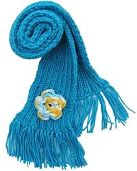 Handmade Scarf in Caribbean Blue (100% Hand-knitted/small Size)