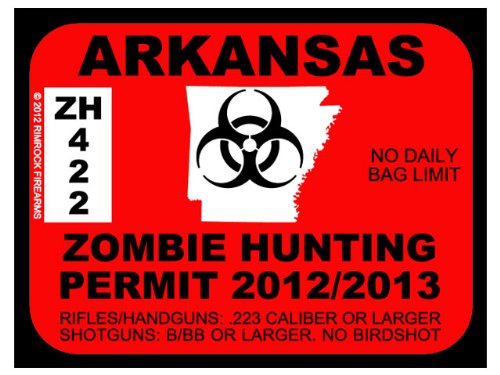 Arkansas Zombie Hunting Permit 2012 (Bumper Sticker)