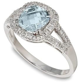 Aquamarine and Diamond Ring by
