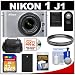 Nikon 1 J1 Digital Camera Body with 10-30mm VR Lens (Silver) with 32GB Card + Battery + Case + Filter + Remote + Accessory Kit