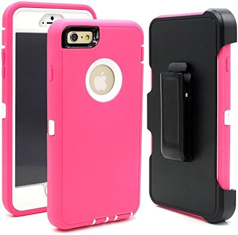 IPhone 6 Case,Iphone 6s Case Tough Armor Defender Cover[Built-in Screen Protector][4 Layer][Shock Absorbent][Dust Proof][PC + TPU Combo Protective][4.7 inch](Pink/White)