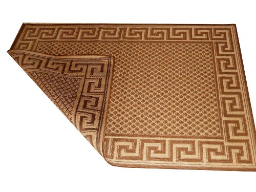 Geo Crafts 382-2 N 7-Foot 11-Inch-by-11-Foot 2-Inch Reversible Polypropylene Outdoor Rugs, Greek Key Natural