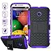 ElBolt Motorola E / Moto E 3 in 1 Bundle Armor Grenade Viewing Stand/Kickstand Hard Gel Case- Purple (Free Ultra-Sensitive Stylus Pen and Premium Screen Protector by ElBolt TM)