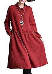 Cotton Peplum Vintage Long Sleeves  Shirt  Dress