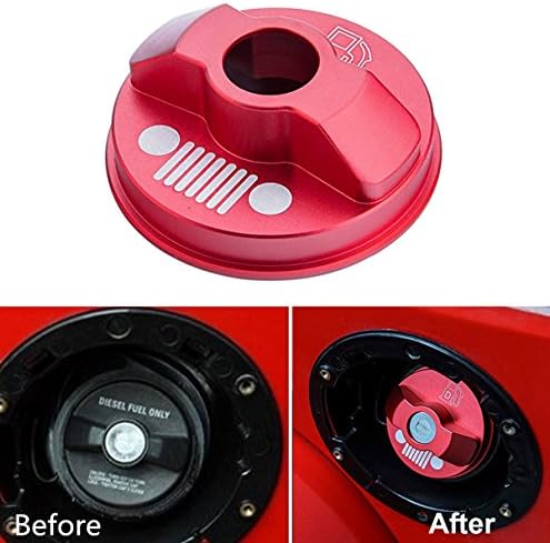 Aluminum Inner Fuel Filler Cover Gas Tank Cap for Jeep Wrangler JK 2 Door &amp; 4 Door 2008-2016 (Red)