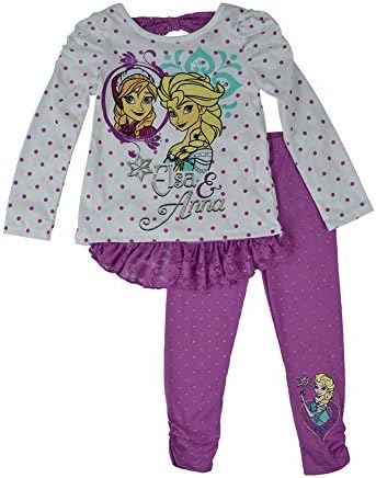 LnLClothing Little Girl's Anna&Elsa Top & Leggings Set, Purple, 6