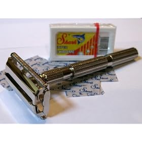 Parker 86R Double Edge Safety Razor and **100 Shark Chrome Blades **