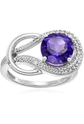 10k White Gold Gemstone and Diamond Accent Love Knot Ring