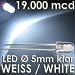 20 St�ck LEDs wasserklar PUR -WEISS mit 19.000 mcd 5mm - wasserklares Geh�use - ausgew�hlte Qualit�t - 5mm inklusive Widerst�nde (f�r 6, 9, 12, 14, 16 oder 24 Volt) + Schrumpfschlauch zur Isolation