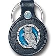 Small Leather & Pewter Key Ring - Owl in Circle - Small Leather & Pewter Key Ring