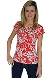 Shirred neckline with Uring hawaiian floral print blouse