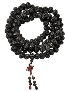 Tibetan Dark Faceted 13mm 108 Rudraksha Seeds Prayer Beads Necklace,Tibetan Mala Necklace