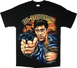 Scarface Tony Montana No Snitches Black T-Shirt Tee