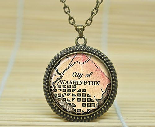 Fashion Jewelry Vintage Map Of Washington Pendant Old Map Of Washington Necklace Map Of Washington Jewelry Glass Cabochon Necklace A1984