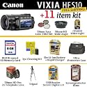 Canon VIXIA HF S10 Dual Flash Memory High Definition Camcorder With Monster Vixia Accessory Package Includes Wide Angle Lens, Telephoto Lens, filter kit, 3HR Battery & Charger, 8GB Memory, Video Light, Tripod, Case + More