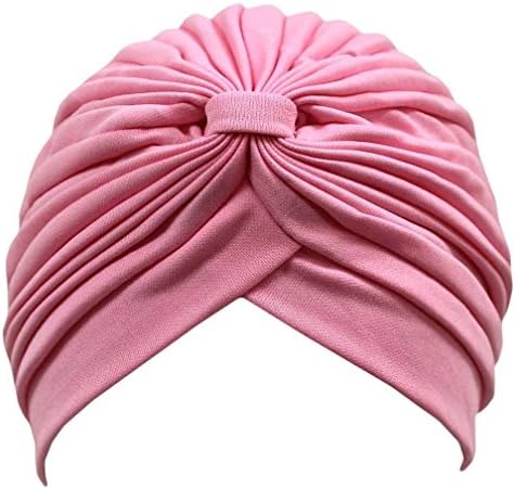 Rocily Womens Pink Twist Pleated Stretch Turban Hair Wrap Sun Cap