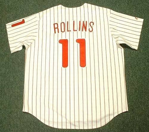 JIMMY ROLLINS Philadelphia Phillies Majestic Home Baseball Jersey, MEDIUM