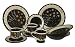 16pc DINNER SET,DINNERWARE SET BLACK EXSPOTICA DECOR