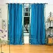 Turquoise Tie Top Sari Sheer Curtain (43 in. x 84 in.)