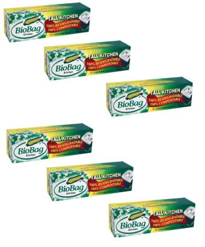 BioBag Biodegradable Recyclable 13 Gallon Trash Waste Bags Bulk Wholesale (Pack of 12 -- 144 bags)