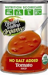 Health Valley Tomato Soup No Salt Added, 15 Ounce Cans (Pack of 12)