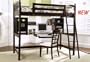 Coaster Twin Wood Loft Bunk Bed with Workstation in Cappuccino Finish
