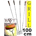Stabile Teleskop 4 Grillspie�e MASSIV robuster Grillspie� 1 m W�rstelhalter Wursthalter Holzgriff