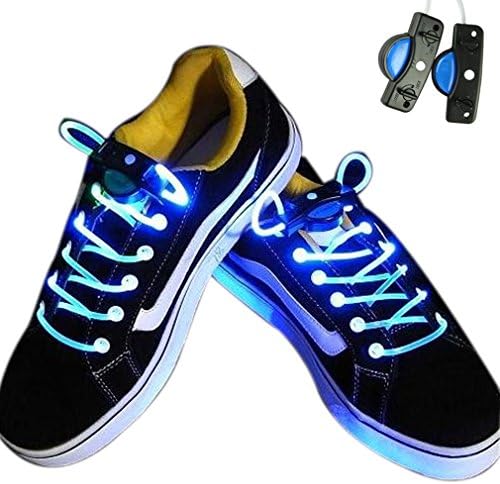 Voberry® Hot Selling Length 90 cm LED Light Up Flashing Shoelaces, Ideal for Parties, Hip-hop, Dancing, night jogging (Blue)