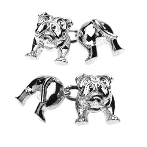 Silver Plated Bulldog Cufflinks by Christopher Simpson