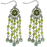 Flower Of Myster Green Filigree Chandlier Dangle Earrings
