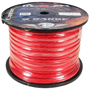Cadence 0G100-RED 0 Gauge 5 Foot Red Amp Power Wire Spool w/ Cool Cable Technology (Cut from a 100 Foot Spool)