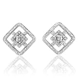 517eB5ydOAL. SL160  18k White Gold Square Cluster Diamond Earrings Studs