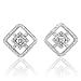 18k White Gold Square Cluster Diamond Earrings Studs (H-I, SI-I, 0.62 carat)