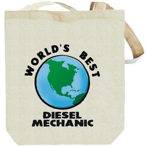 WORLD'S BEST Diesel Mechanic  globe Beige Canvas Tote Bag Unisex