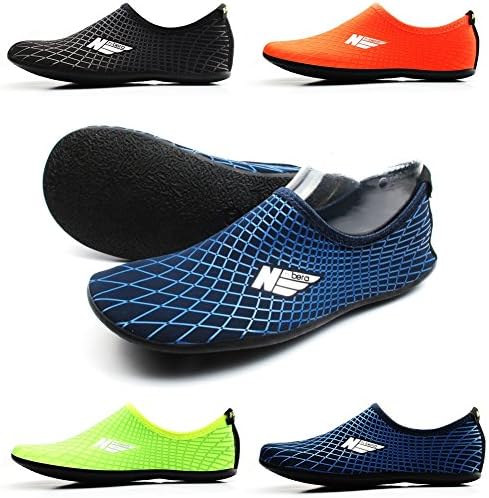 SHOESKISS Multipurpose Water Skin Shoes Adult Kids Slip On Aqua Barefoot Beach Aqua Socks Surf Pool Durable Outsole (3.S - US W 5.5-6, Green)