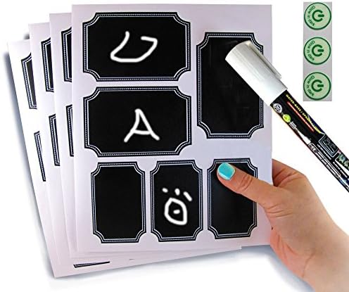 White Custom Border Chalkboard Labels Includes Glow Sticker - Stickers in 2 Sizes. Live Pack of 48