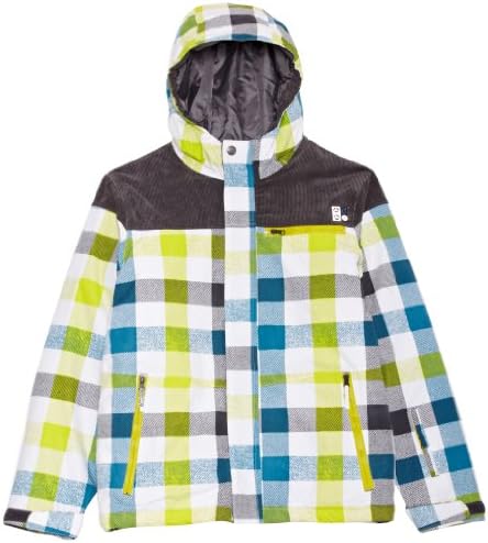 Dare2b Boy's High-Five Jacket, White Reverb Print/Ebony Grey, 9-10 Years