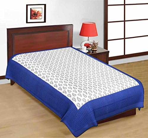 Kismat Collection Pure Cotton Printed Jaipuri &amp; Sanganeri Single Bedsheet