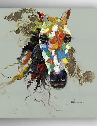 OUYANG Oil Painting Modern House Head by Knife Hand Painted Canvas with Stretched Framed