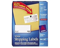 Avery White Mailing Labels for Ink Jet Printers, 2 x 4 Inch, Box of 1000 (8463)