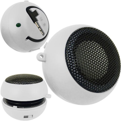 KC-Electronics High Quality 3.5 mm Basebuddy White Rechargeable Mp3 and Phone Capsule Speakers For Apple iPhone 3, 3GS, 4, 4S, iPad, iPad 2, iPod Shuffle, Nano, Classic, Touch 3, Touch 4