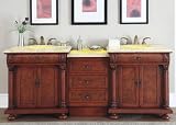 82.5 Bathroom Furniture LED Lighted Yellow Onyx Top Double Sink Vanity Cabinet 723