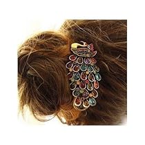 Lovely Vintage Jewelry Crystal Peacock Hair Clip