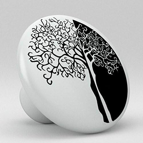 Modern Black and White Tree Ceramic Knobs Pull Kitchen Drawer Cabinet Vanity 561