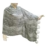 Handmade Leopard And Zebra Print Cotton Stole With Ball Shaped Fringe (Free Shipping) Stle0104rr