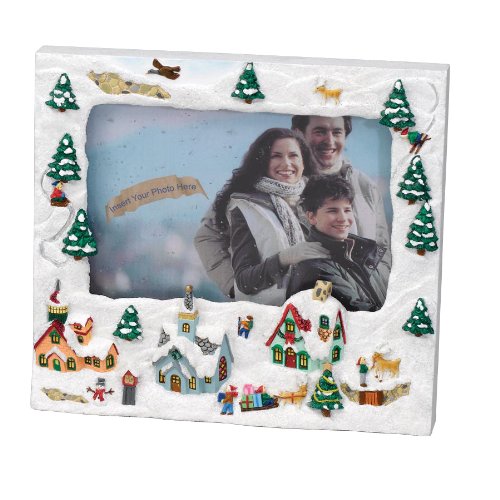 Gold Label Really Snowing Photo Frame -- Whimsical Christmas Scene